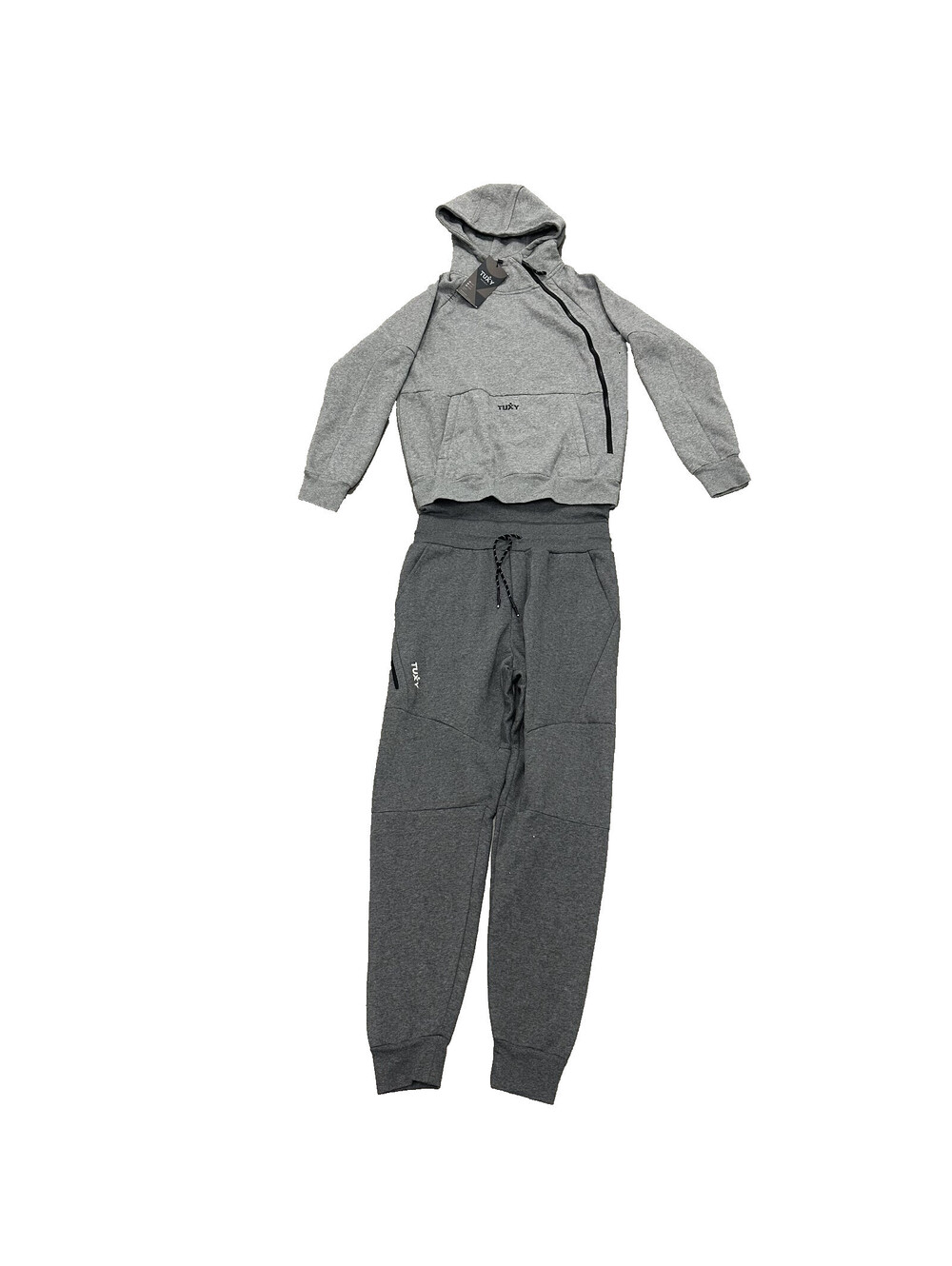 Tuxy One Piece Jumpsuit Mens Large Gray Black Loungewear Hoodie Sweatpants NWT
